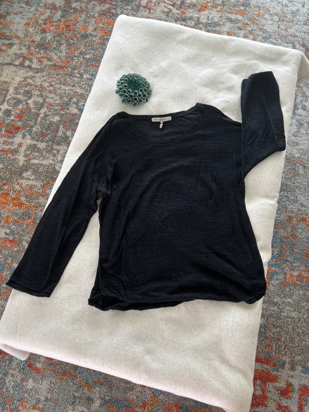 Halston Heritage Navy Linen Sweater Sz M